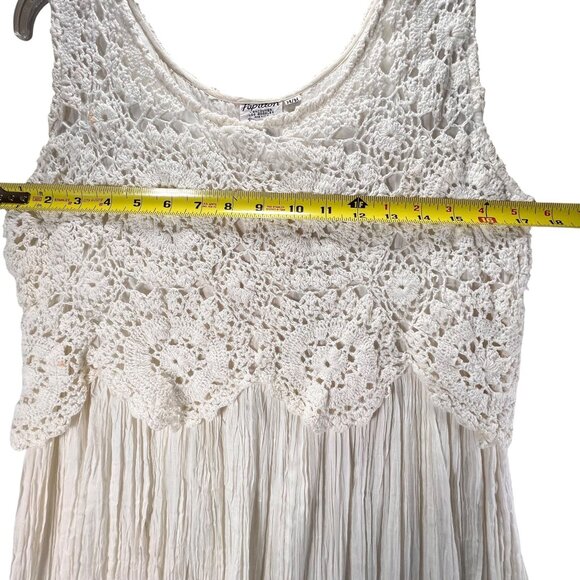 NWT Vtg Papillon Cream White Sleeveless Lace Crochet Gauzy Boho Midi Dress Med - Picture 11 of 15